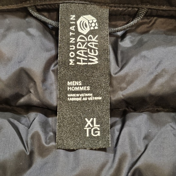 Mountain Hardwear Mens XL Deloro Down Jacket Black Full Zip 650 Fill Embroidered - Picture 3 of 15